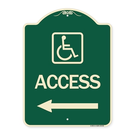 Signmission Access With Updated Isaand Left Arrow Heavy-Gauge Aluminum Architectural Sign, 24" H, G-1824-24358 A-DES-G-1824-24358